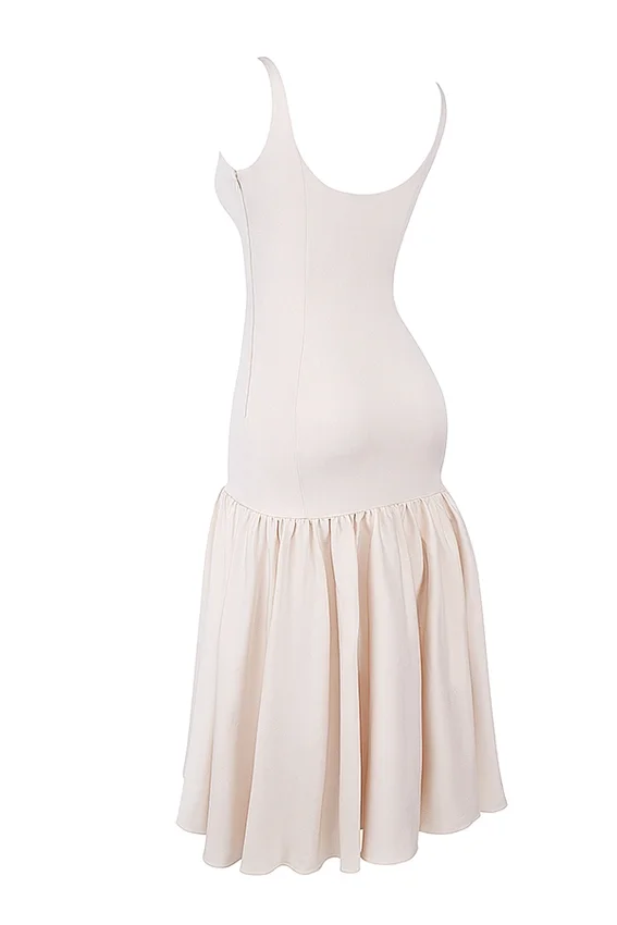 Amore Vintage crèmekleurige midi-jurk met verlaagde taille
