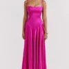 Anabella Fuchsia Maxi-jurk met vetersluiting