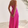 Anabella Fuchsia Maxi-jurk met vetersluiting