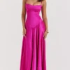 Anabella Fuchsia Maxi-jurk met vetersluiting