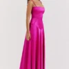 Anabella Fuchsia Maxi-jurk met vetersluiting