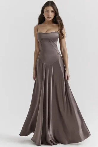 Anabella rookkleurige maxi-jurk met vetersluiting