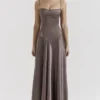 Anabella rookkleurige maxi-jurk met vetersluiting