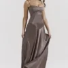 Anabella rookkleurige maxi-jurk met vetersluiting