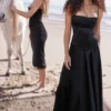 Anabella zwarte maxi-jurk met vetersluiting