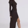 Anais Chocolat Maxi-jurk met split op de dij