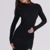 Anais zwarte maxi-jurk met split op het bovenbeen
