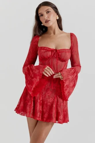Analissa Scarlet kanten korsetten-jurk