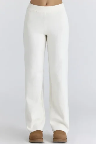 Andie ivoorkleurige merinowol-broek