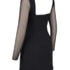 Angelie zwarte stretch crêpe mini-jurk met diep decolleté