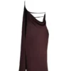 Angelina chocoladebruine midi-jurk met overslaghals