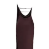 Angelina chocoladebruine midi-jurk met overslaghals