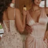 Angeline Blush satijnen corset maxi-jurk – Limited Edition