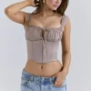 Anja Mocha Georgette korsetten met kapmouwtjes
