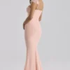 Antonella Perzikkleurige mesh maxi-jurk