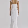 Antonella witte maxi-jurk met gerimpelde mesh