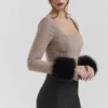 Antonia Bruine Puppytooth Korsetten-Top