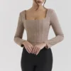 Antonia Bruine Puppytooth Korsetten-Top