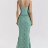 Antonina Jade kanten korset maxi-jurk
