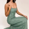 Antonina Jade kanten korset maxi-jurk