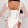 Araminta Wit Mesh Korsetten met Lange Mouwen