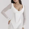 Araminta Wit Mesh Korsetten met Lange Mouwen
