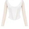 Araminta Wit Mesh Korsetten met Lange Mouwen