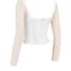 Araminta Wit Mesh Korsetten met Lange Mouwen