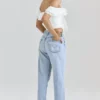 Aria Wit stretchkatoenen off-shoulder korset met ruches