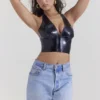 Ariadne Zwarte latex haltertop