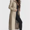 Ariel beige veganistische leren mantel
