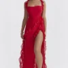 Ariela Cherry Maxi-jurk met ruches