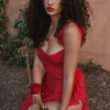 Ariela Cherry Maxi-jurk met ruches