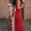 Ariela Cherry Maxi-jurk met ruches