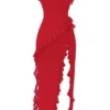 Ariela Cherry Maxi-jurk met ruches