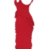 Ariela Cherry Maxi-jurk met ruches