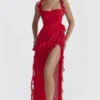 Ariela Cherry Maxi-jurk met ruches