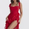 Ariela Cherry Maxi-jurk met ruches