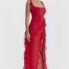 Ariela Cherry Maxi-jurk met ruches
