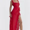 Ariela Cherry Maxi-jurk met ruches