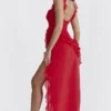 Ariela Cherry Maxi-jurk met ruches