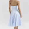 Arietta Bluebell Floral Jacquard Halter Midi-jurk