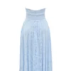 Arietta Bluebell Floral Jacquard Halter Midi-jurk