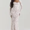 Artemis Vintage crèmekleurige kanten maxi-jurk