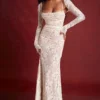 Artemis Vintage crèmekleurige kanten maxi-jurk
