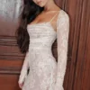Artemis Vintage crèmekleurige kanten maxi-jurk