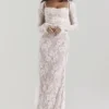 Artemis Vintage crèmekleurige kanten maxi-jurk