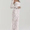Artemis Vintage crèmekleurige kanten maxi-jurk