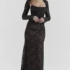 Artemis zwarte kanten maxi-jurk