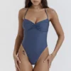 Aruba diepblauw gerimpeld badpak